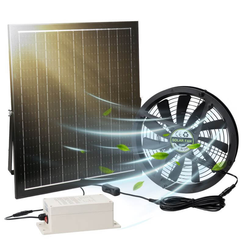 Load image into Gallery viewer, 10" Solar Exhaust Intake Fan with Battery&42W Solar Panel