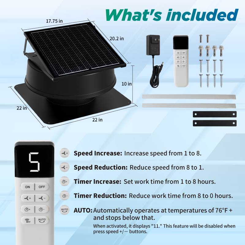 Load image into Gallery viewer, 42W Solar Attic Fan with Smart Power Adapter