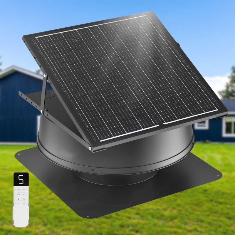 Load image into Gallery viewer, 55W 12" Solar Attic Fan with Smart Power Adapter+Remote