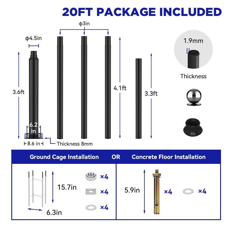 Load image into Gallery viewer, 1800W solar street light with 20ft /16ft pole