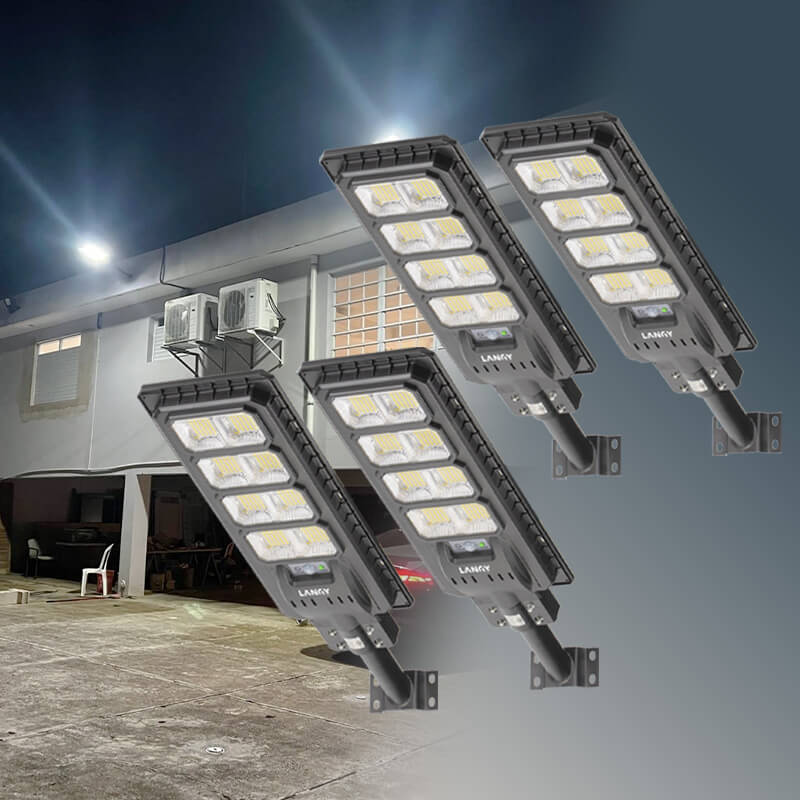 Load image into Gallery viewer, 4 Pack 200W solar street lights 20000 lumens -Grey