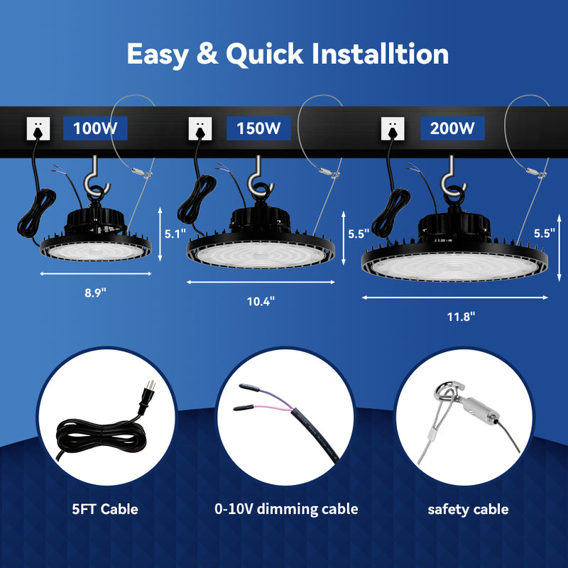 Load image into Gallery viewer, 100W LED high bay light 15,000 lumens-Dimmable