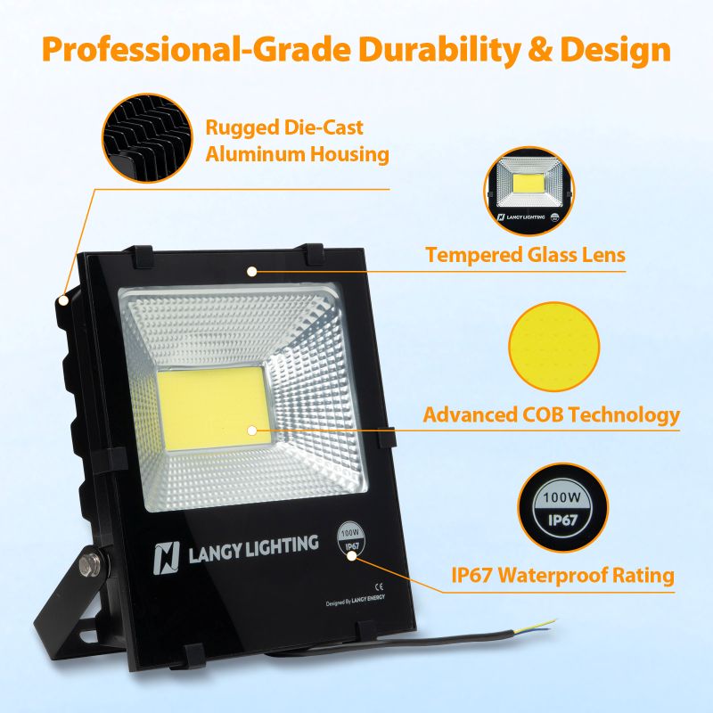 Load image into Gallery viewer, 100W LED Flood light - AC 120V with photocell