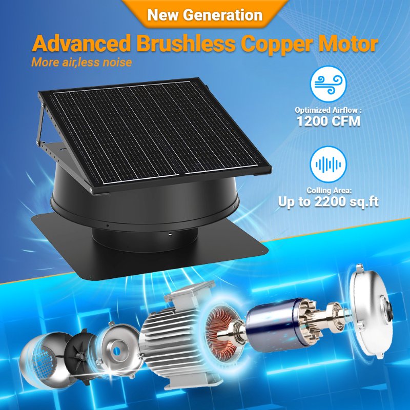 Load image into Gallery viewer, 12" Dual-Power Solar Roof Fan-55W