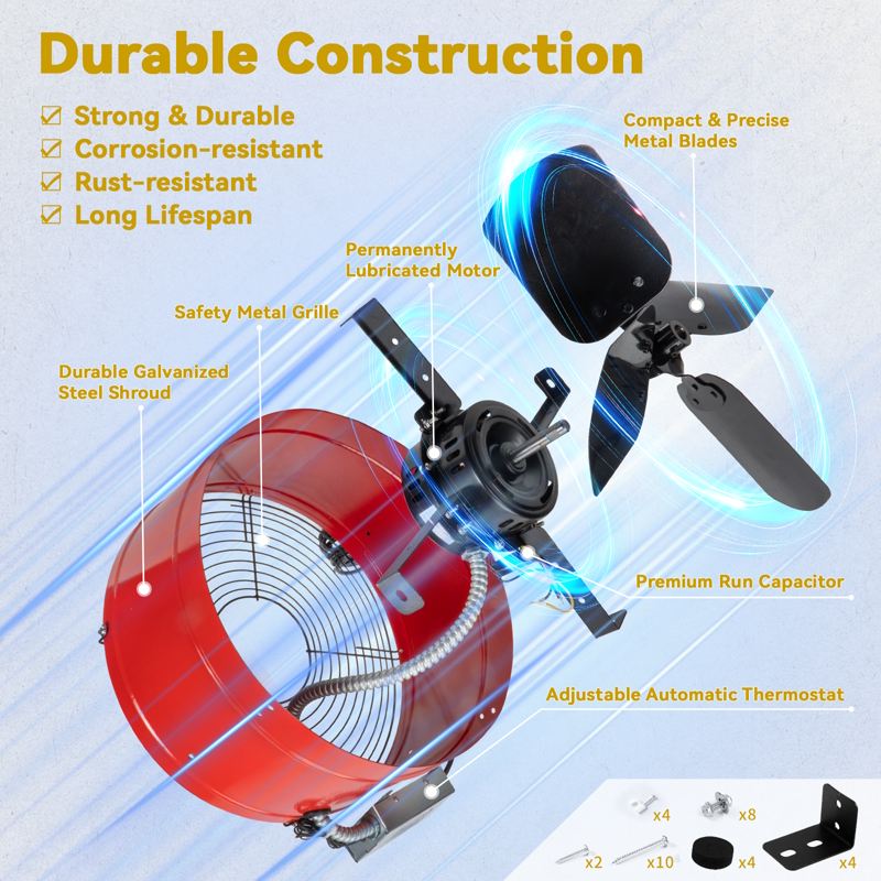 Load image into Gallery viewer, 15 Inch Attic Gable Fan with Thermostat -1650CFM