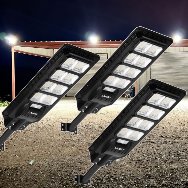 3 PACK 200W Solar Street Lights 20,000 Lumens for park ,parking