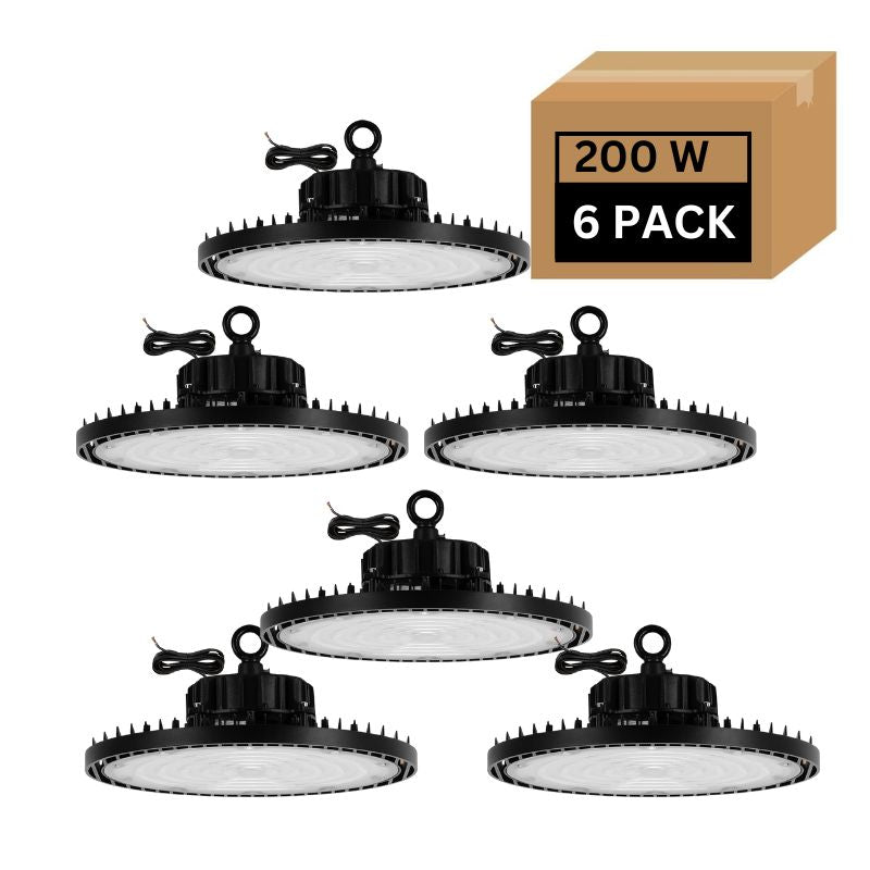 LANGY 6 Pack 200W Ufo High Bay LED Light hig Lumens 6000K