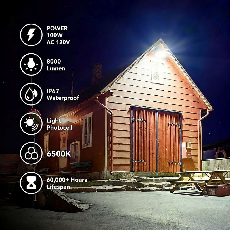 Load image into Gallery viewer, 100W LED Flood light - AC 120V with photocell