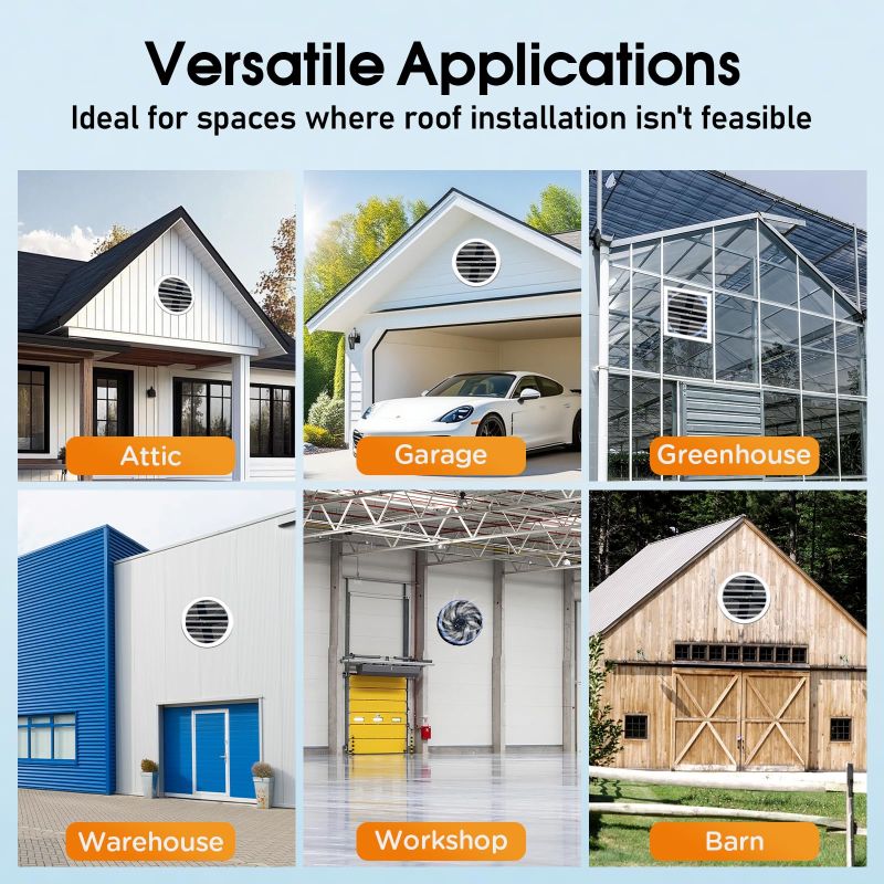 Load image into Gallery viewer, 15 Inch Attic Gable Fan with Thermostat -1300CFM