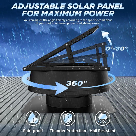 55W 12" Solar Attic Fan with Smart Power Adapter+Remote