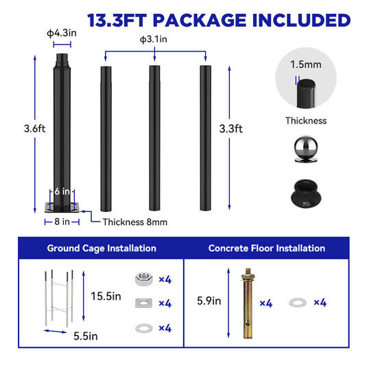 Solar Street Light Split Pole 13FT/16FT/20FT