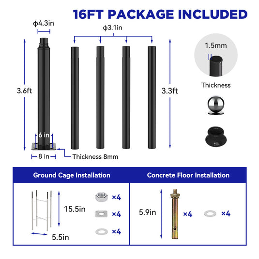 Solar Street Light Split Pole 13FT/16FT/20FT