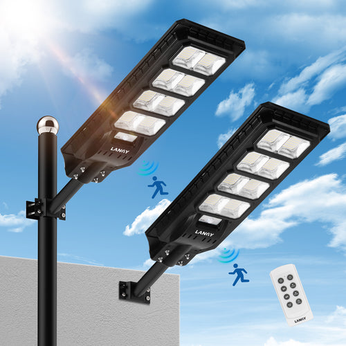 2 pack 200W solar street lights with replaceable design