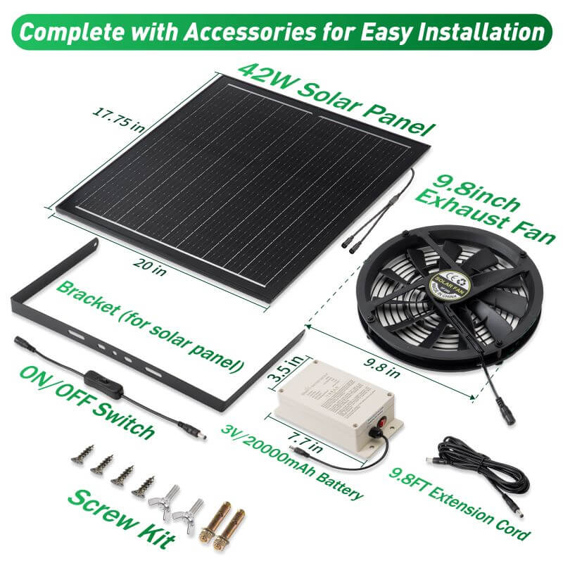 Load image into Gallery viewer, 42W Solar Exhaust Intake Fan with Battery
