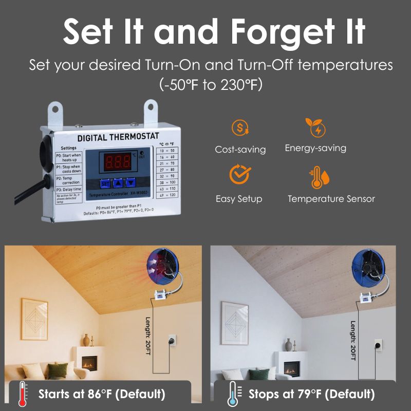 Load image into Gallery viewer, 15 Inch Attic Gable Fan with Thermostat -1300CFM
