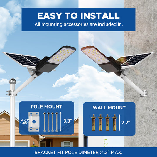 2 PACK 1200 W solar powered street lights 30000 lumens