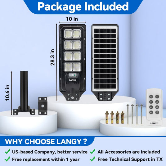 4 pack 200W solar street lights 25000 lumens