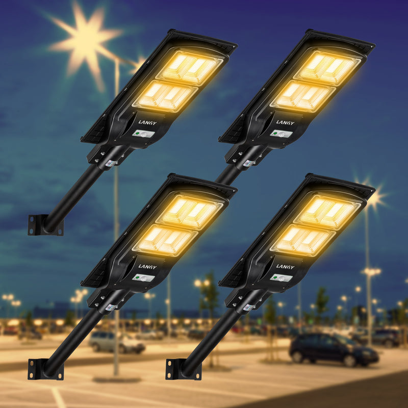 Load image into Gallery viewer, 4 PACK LANGY 120 W solar street lights 3000K  warm white
