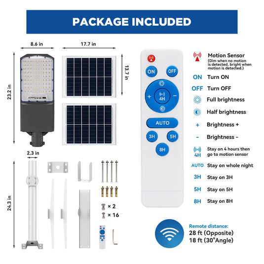 2 PACK 500 W solar powered street lights 30000 lumens