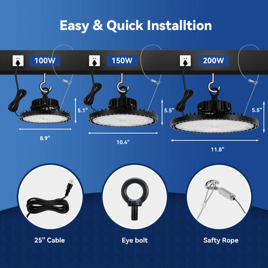 6 Pack 100 W UFO LED high bay light -5000K