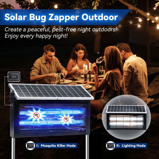 Upgraded Solar Bug Zapper Outdoor-20W Solar Panel