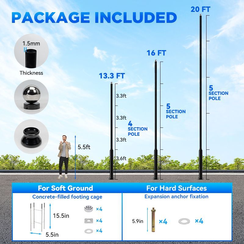Load image into Gallery viewer, Solar Street Light Split Pole 13FT/16FT/20FT

