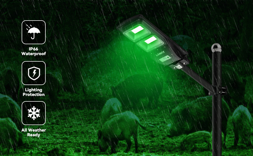 Solar Green Light for Hunting Hogs Deer,Fish light,motion active