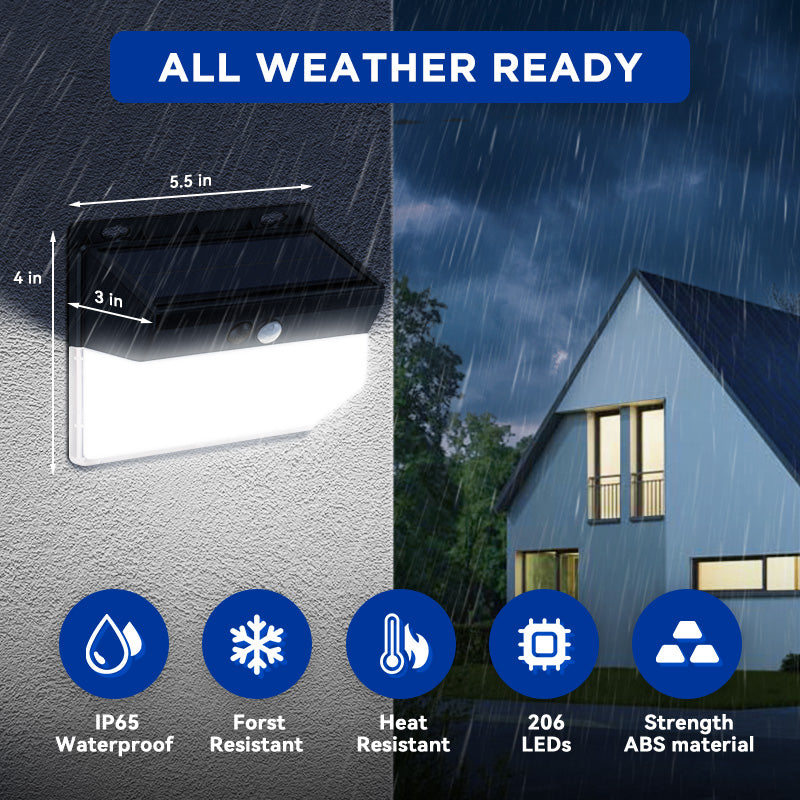 Load image into Gallery viewer, 206 LED cluster  solar led light wall light with motion sensor
