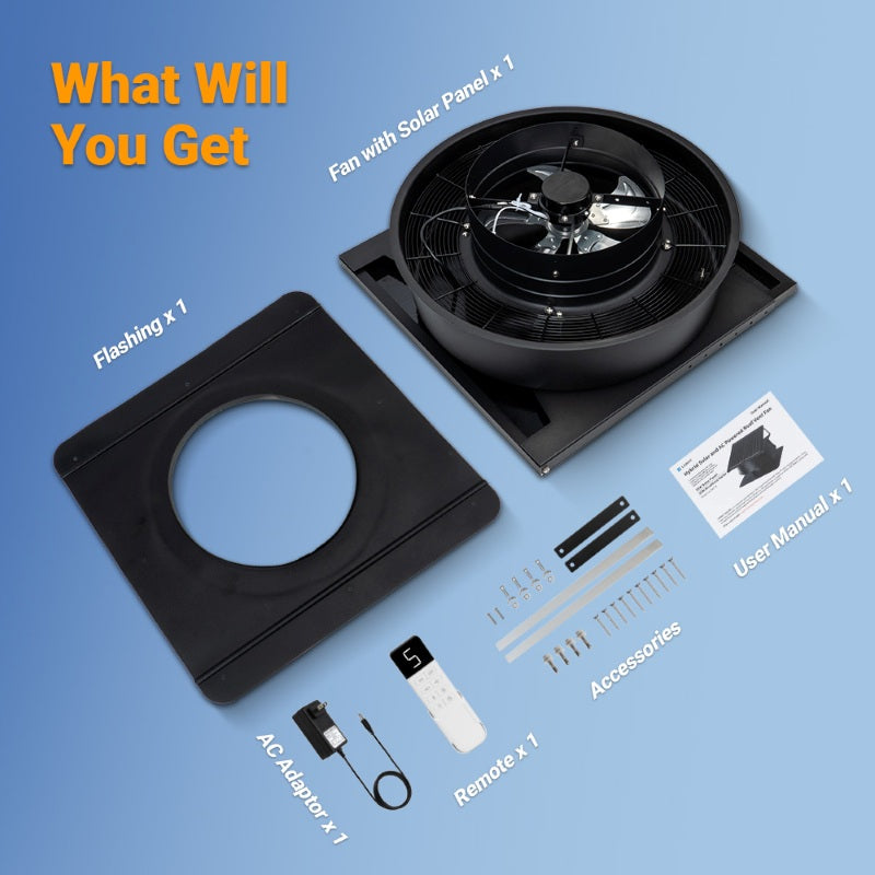 Load image into Gallery viewer, 12" Dual-Power Solar Roof Fan-55W
