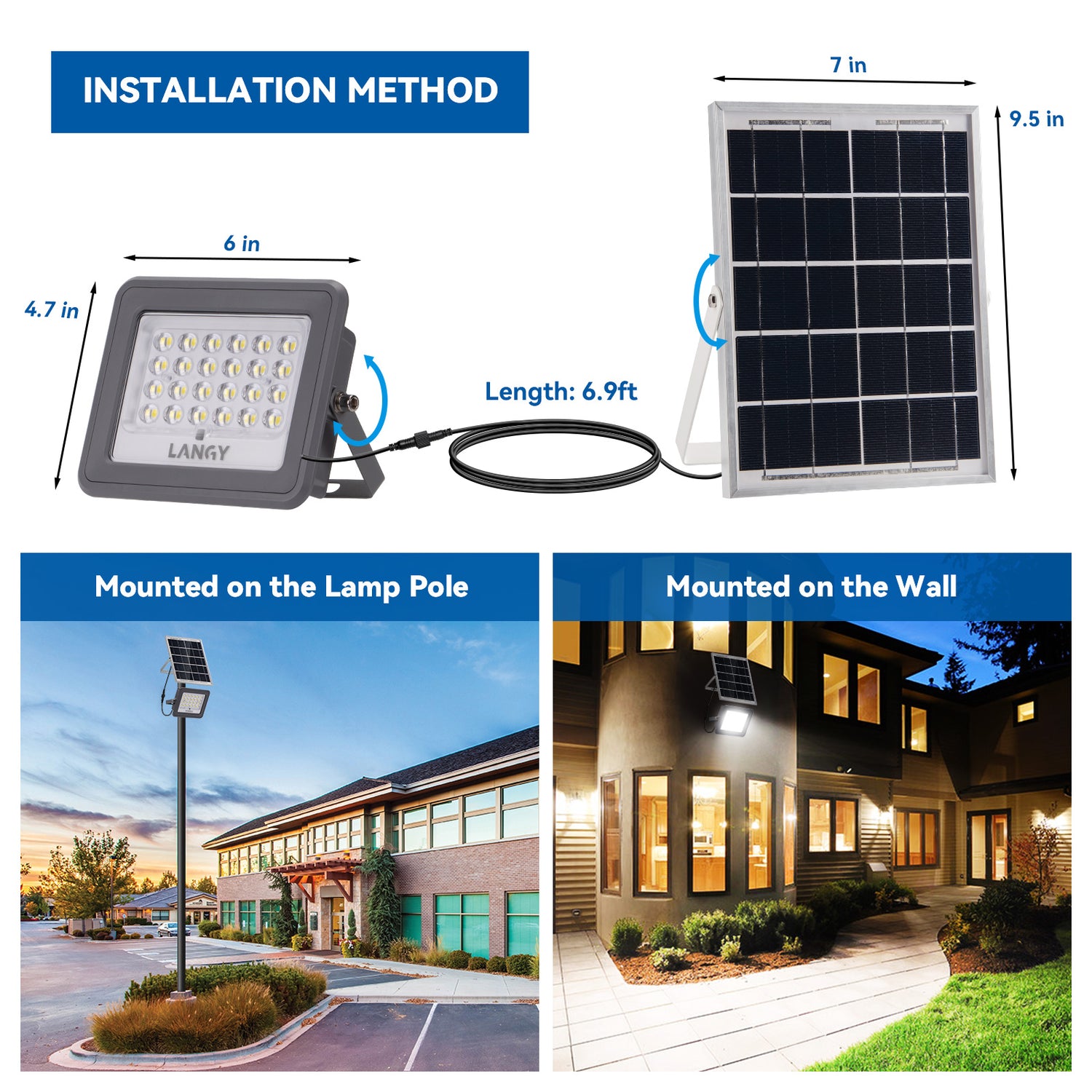 30W LED Solar Flood Lights, 6000Lumens Street Flood Light Outdoor IP65 ...