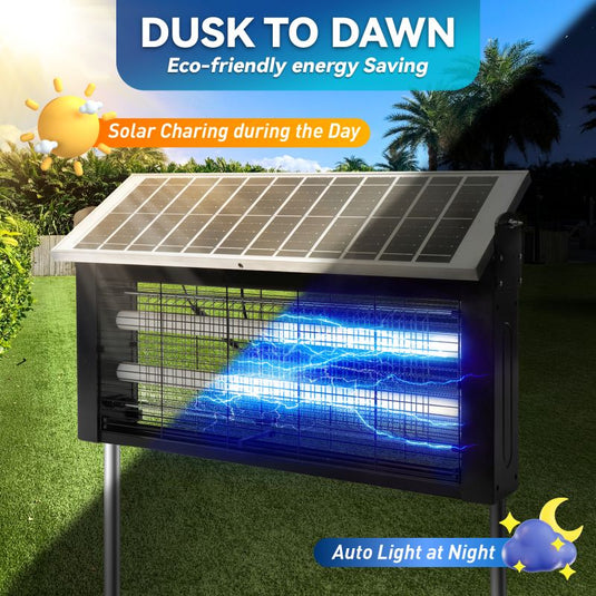 Upgraded Solar Bug Zapper Outdoor-20W Solar Panel