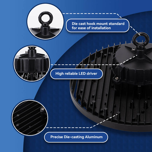 6 Pack 200W UFO LED high bay light 30,000 lumens