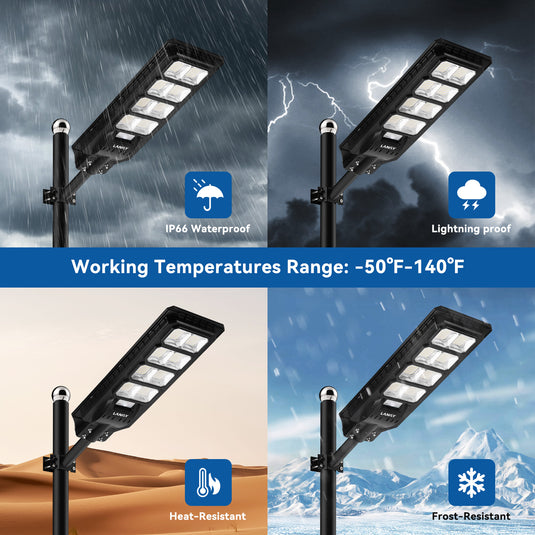 2 pack 200W solar street lights with replaceable design