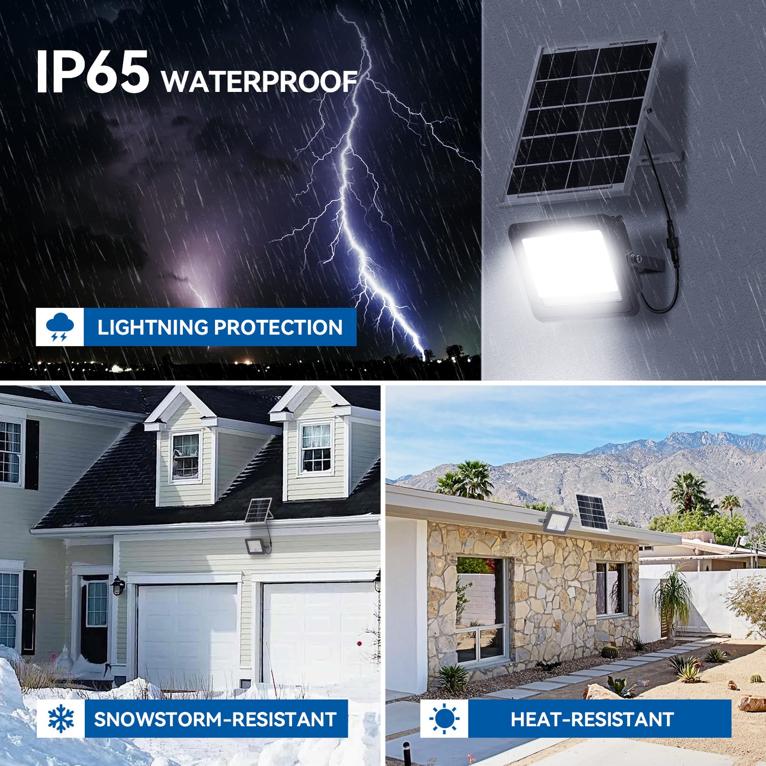 30W LED Solar Flood Lights, 6000Lumens Street Flood Light Outdoor IP65 ...