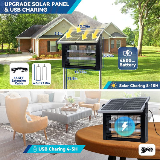 Upgraded Solar Bug Zapper Outdoor-10W Solar Panel