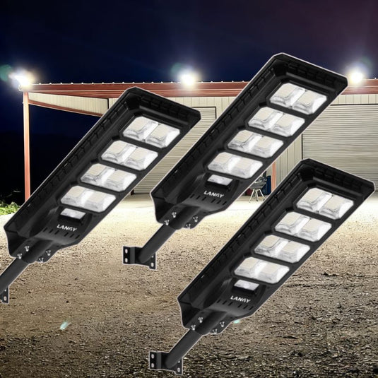 3 PACK 200W solar street lights 20000 lumens