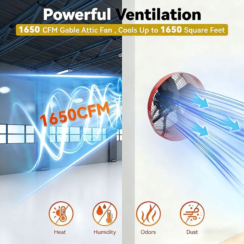 Load image into Gallery viewer, 15 Inch Attic Gable Fan with Thermostat -1650CFM
