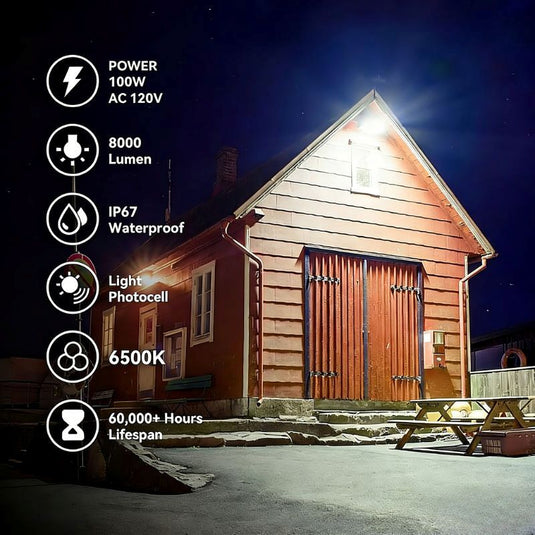100W  LED Flood light - AC 120V  with photocell