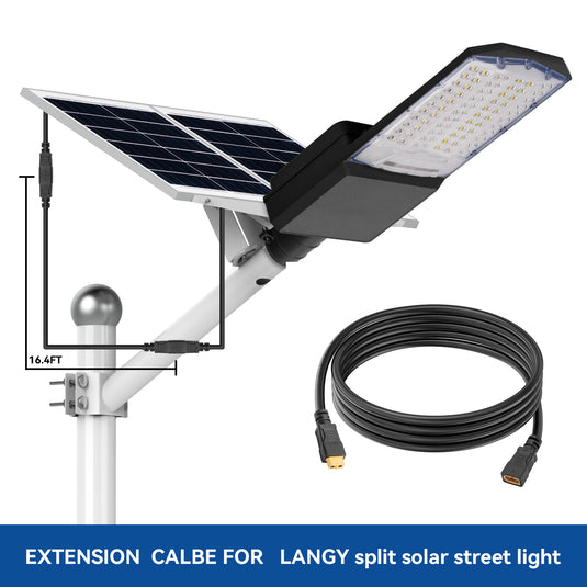 Extension cable for split solar street light