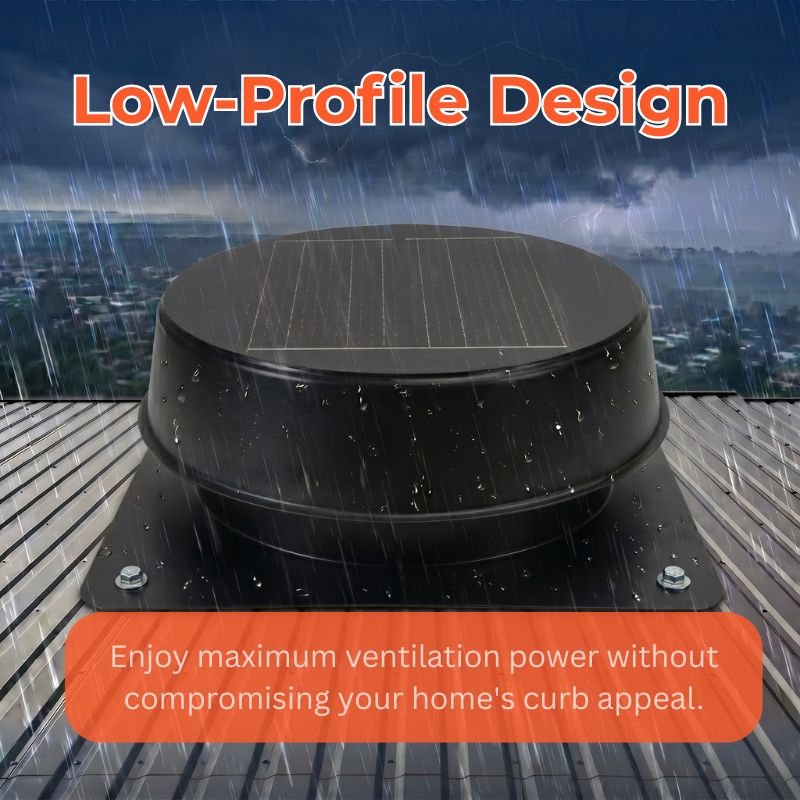 Load image into Gallery viewer, 12" Low Profile Solar Attic Vent Fan -25W
