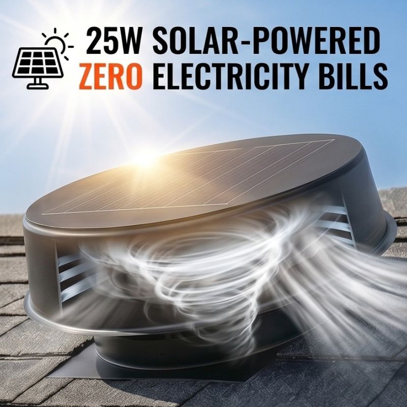 Load image into Gallery viewer, 12" Low Profile Solar Attic Vent Fan -25W

