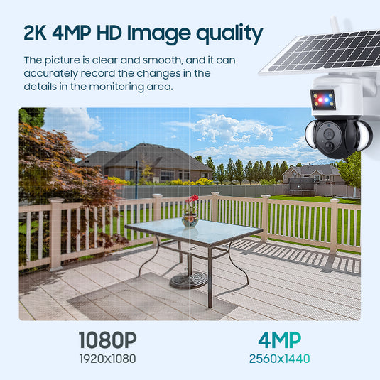 2K HD 4MP  Solar Security  Camera  wireless  WIFI
