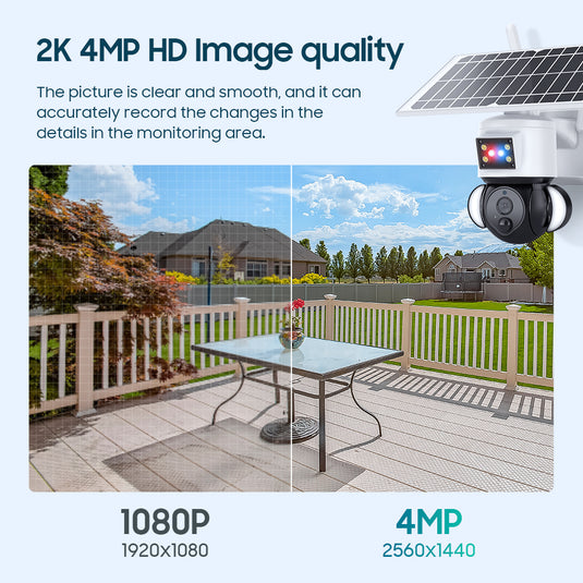 2K HD 4MP  Solar Security  Camera  wireless 4G / WIFI