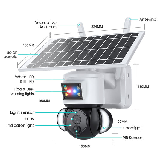 2K HD 4MP  Solar Security  Camera  wireless 4G / WIFI