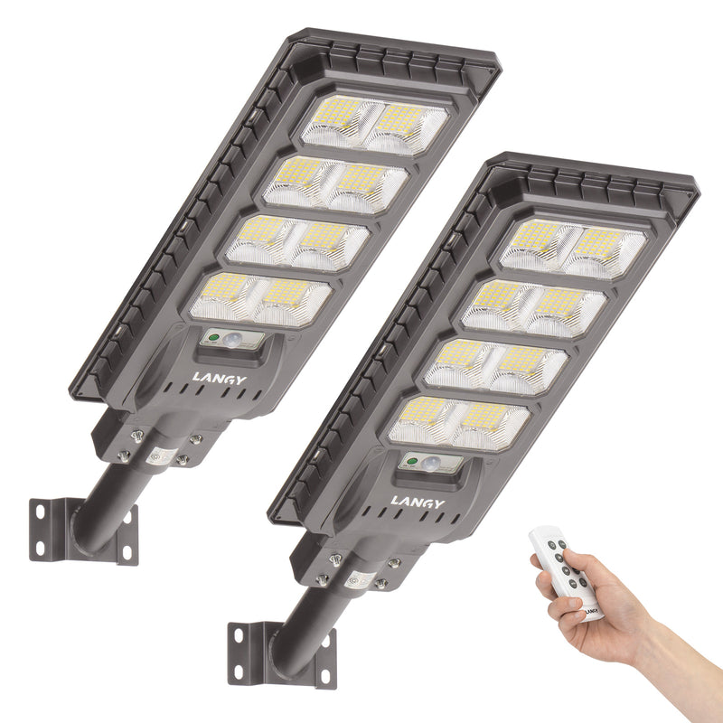 Load image into Gallery viewer, 2 PACK 200W solar street lights 20000 lumens -GREY

